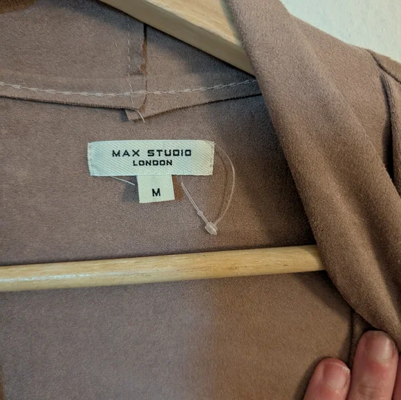 Max Studio Faux Suede Elegant Tan Women's Jacket Size M - Picture 4 of 7